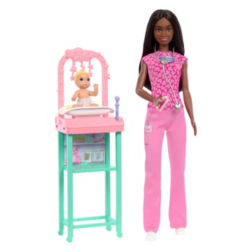 Barbie Baby Doctor Doll With Brunette Fashion Doll, 1 Baby Doll, Furniture & Accessories - Image 1 of 6