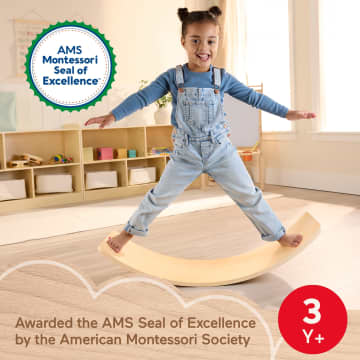 Fisher-Price Montessori Wooden Rockin’ Balance Board Learning Activity For Kids, 31.7 Inches - Image 1 of 5