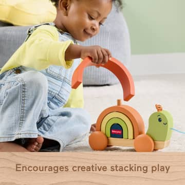 Fisher-Price Tiny Garden Wooden Pull-Along Stacking Snail Toddler Toy, 6 Wood Pieces - Image 4 of 6