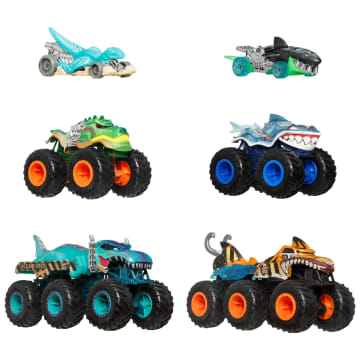 Hot Wheels Monster Trucks Vehículo de Juguete Shark vs Dino Multipack - Imagen 1 de 6