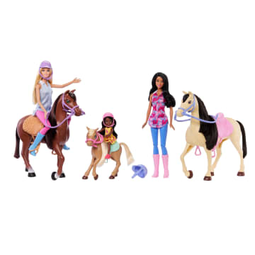 Barbie Doll & Horse Playset With 3 Dolls, 3 Horses & 24+ Accessories, includes Hair Styling Pieces - Image 1 of 6
