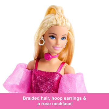 Barbie Deluxe Style Fashion Doll #5 in Metallic Pink Outfit With Corset Top And Accessories, Blonde - Image 3 of 6