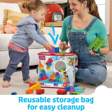 MEGA BLOKS First Builders Big Building Bag Toy Blocks With Storage Bag (80 Pieces) For Toddler - Imagen 4 de 6