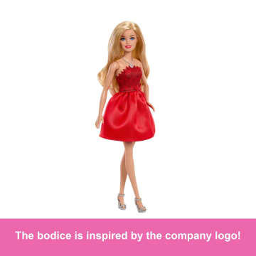 Barbie Mattel 80Th Anniversary Ruby-Red Celebration Fashion Doll Wearing Red Dress With Accessories - Image 3 of 6