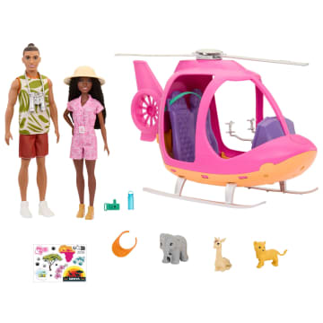 Barbie Pink Passport Kenya Adventure Dolls & Playset With Toy Helicopter & 9 Accessories - Imagem 1 de 6