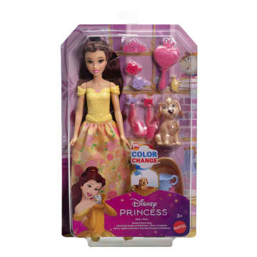 Disney Princess Bathe & Brush Belle Fashion Doll & Dog Figure With Color Change & Accessories - Imagen 6 de 6