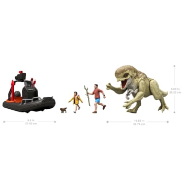 Jurassic World Rebirth Storypack With Raft, Distortus Rex, Adult, Child & Aquilops, Island Escape - Imagen 2 de 6