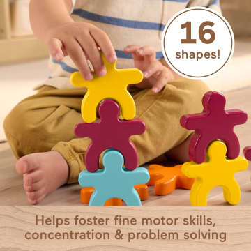 Fisher-Price Montessori Wooden Stacking Shapes Set Of 16 Wood Pieces For Toddlers & Kids - Imagen 2 de 5