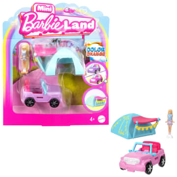 Barbie Mini Barbieland Doll & Vehicle Set With 1.5-Inch Doll, Color-Change Suv & Tent Accessory - Imagen 1 de 6