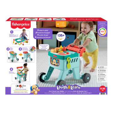 Fisher-Price Aprender e Brincar Andador para Bebês Carro de Snacks 4 em 1 - Image 6 of 6