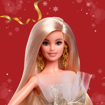 Barbie Signature 2025 Holiday Barbie Fashion Doll, Seasonal Collector, Blonde With Silver & Gold Gown - Image 2 of 6