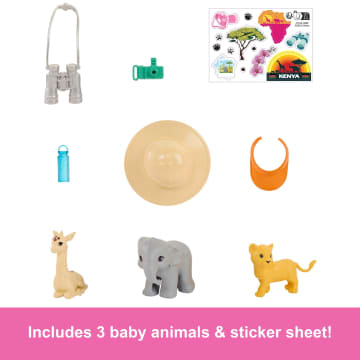 Barbie Pink Passport Kenya Adventure Dolls & Playset With Toy Helicopter & 9 Accessories - Imagem 3 de 6