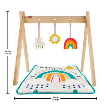 Fisher-Price Wooden Activity Gym, Wood Frame With 3 Sensory Toys & Mat For Newborn Babies - Imagen 6 de 6