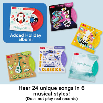 Fisher-Price Deluxe Rockin’ Record Player Musical Toy Turntable With 6 Records For Kids Ages 3+ - Image 3 of 6
