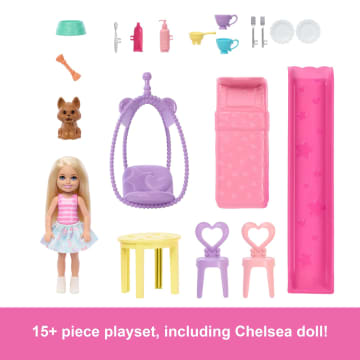 Barbie Chelsea Pop-Up Doll House With Doll & 15+ Accessories, House Expands To 17+ X 13+ inches - Imagen 3 de 6