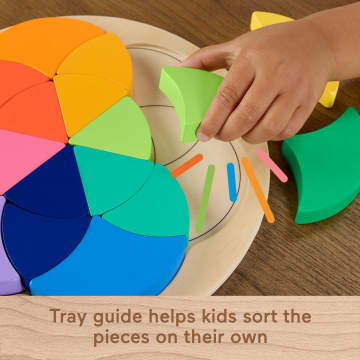 Fisher-Price Wooden Color Wheel Puzzle, Shape-Sorting Play For Preschool Kids, 19 Wood Pieces - Image 4 of 6