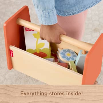 Fisher-Price Tiny Garden Wooden Garden Caddy Pretend Play Set With Tools For Kids, 12 Wood Pieces - Image 4 of 6