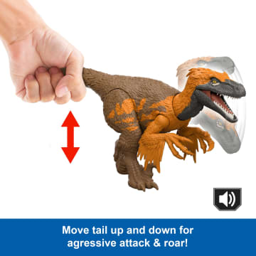 Jurassic World Rebirth Wild Roar Utahraptor Dinosaur Toy, Tail Controlled Attack Chomp & Sound - Imagen 3 de 6