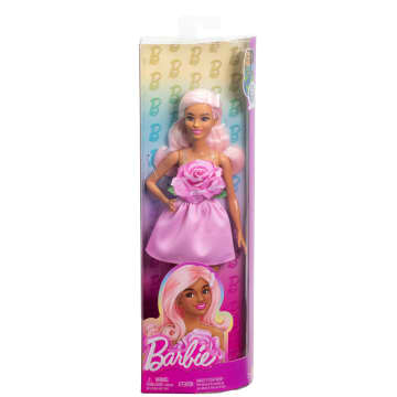 Barbie Fashionistas Doll #238 in Strapless Rose Dress, Pink Hair With Barrette Accessory - Imagem 6 de 6