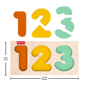 Fisher-Price Montessori Wooden 1-2-3 Puzzle, Toddler Learning Toy, 7 Wood Pieces - Image 4 of 5