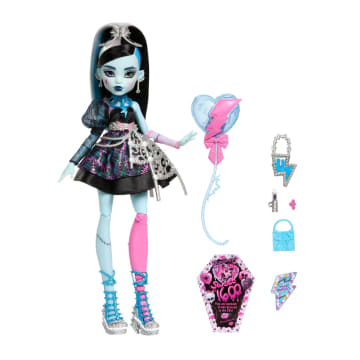 Monster High Scary Sweet Birthday Frankie Stein Doll in Party Dress With Balloon & Gift - Imagen 5 de 6