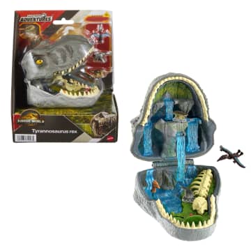 Jurassic World Rebirth Micro Adventure Playset Tyrannosaurus Rex Head, Interactive Features & Figures - Image 1 of 6