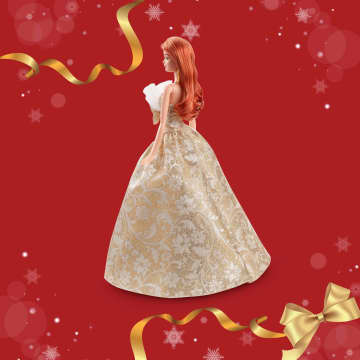 Barbie Signature 2025 Holiday Barbie Fashion Doll, Seasonal Collector, Red Hair With Silver & Gold Gown - Imagem 5 de 6