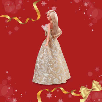Barbie Signature 2025 Holiday Barbie Fashion Doll, Seasonal Collector, Blonde With Silver & Gold Gown - Image 5 of 6