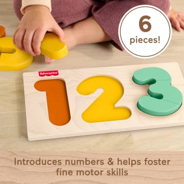 Fisher-Price Montessori Wooden 1-2-3 Puzzle, Toddler Learning Toy, 7 Wood Pieces - Image 3 of 6