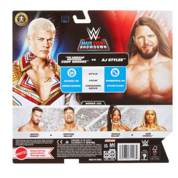 WWE Main Event Showdown Cody Rhodes vs Aj Styles Action Figures Set, Series #22 6-Inch Collectibles - Image 5 of 5