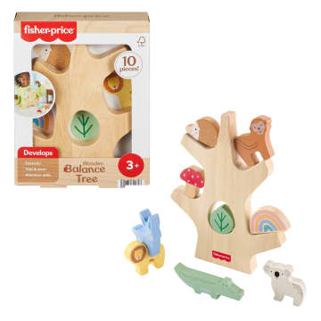 Fisher-Price Wooden Balance Tree Preschool Stacking Activity Toy, 10 Wood Pieces - Imagem 1 de 6