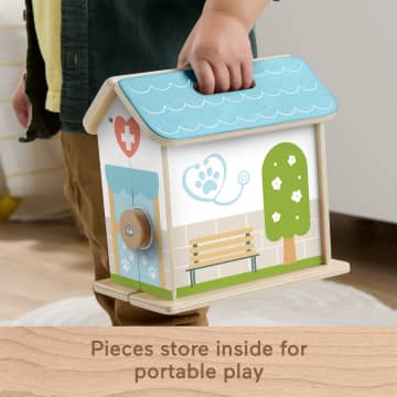 Fisher-Price Wooden On-The-Go Pet Animal Hospital With 6 Play Pieces For Preschool Kids - Image 4 of 6