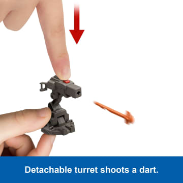 Jurassic World Rebirth Launch ‘n Battle Vehicle With 1 Human & 1 Raptor Figure, Turret & Projectiles - Imagen 3 de 6