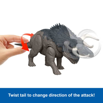 Jurassic World Rebirth Wild Roar Nasutoceratops Dinosaur Toy, Tail Controlled Attack Chomp & Sound - Imagem 4 de 6