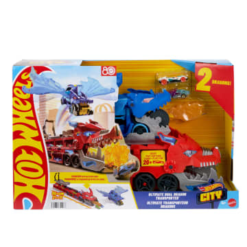 Hot Wheels City Hot Wheels Ultimate Dual Dragon Transporter & 2 1:64 Scale Toy Cars - Image 6 of 6