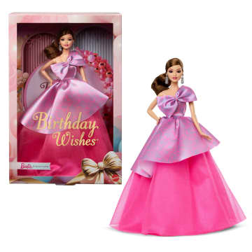Barbie-Poupée Barbie Joyeux Anniversaire-en Robe Rose Satinée - Imagen 1 de 6