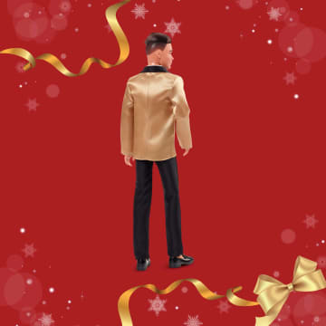 Barbie Signature 2025 Holiday Light Brown Hair Ken Collectible Fashion Doll Wearing Full Suit With Golden Jacket - Image 5 of 6