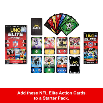 UNO Elite NFL Booster Set Plus With 40 Elite Action Cards, 2025 Core Edition (Players May Vary) - Imagen 3 de 6