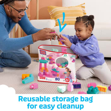 MEGA BLOKS First Builders Big Building Bag Toy Blocks With Storage Bag (80 Pieces) For Toddler - Imagem 4 de 6