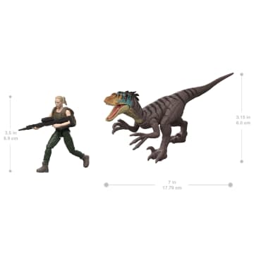 Jurassic World Rebirth Zora Bennett & Velociraptor Figures Pack, Movie Authentic 3.75 Inch Scale - Image 3 of 6