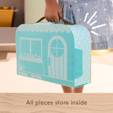 Fisher-Price Wooden Carry Along Dollhouse Portable Playset For Preschool Kids, 15 Pieces - Image 4 of 6