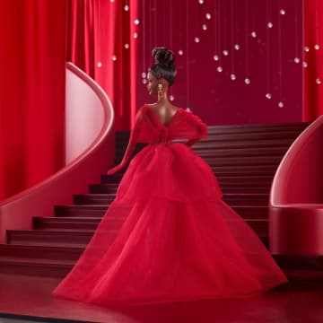 Barbie Signature Collectible Doll For Mattel 80th Anniversary, Glittery Red Tulle Gown, Brunette - Image 5 of 6