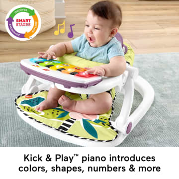 Fisher-Price Kick & Play Deluxe Sit-Me-Up Seat, Purple Monkey Baby Chair & Piano Learning Toy - Image 3 of 6