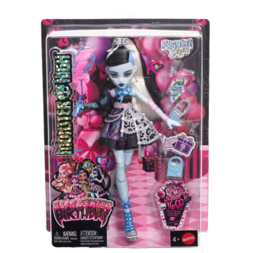 Monster High Scary Sweet Birthday Frankie Stein Doll in Party Dress With Balloon & Gift - Imagen 6 de 6
