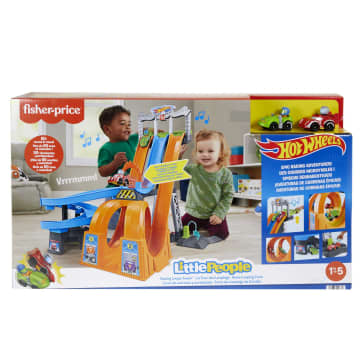 Fisher-Price Little People Hot Wheels Racing Loops Tower Toddler Vehicle Playset, 2 Cars - Imagen 6 de 6