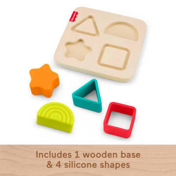 Fisher-Price Wooden Silicone Puzzle, Shape-Sorter Developmental Toy For Baby, 5 Pieces - Image 5 of 6