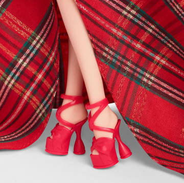 Barbie Signature 2024 Holiday Barbie Fashion Doll, Seasonal Collector Gift, Blonde With Plaid Gown - Image 4 of 6