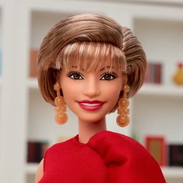Barbie inspiring Women Collectible Doll, Isabel Allende in Red Dress & Book Accessory & Pet - Image 2 of 6