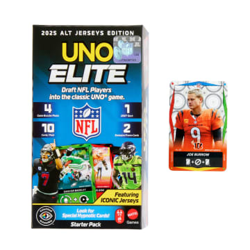 UNO Elite NFL Card Game 2025 Alt Jerseys Edition Starter Pack With 4 Booster Packs & 2 Promo Cards - Image 5 of 6