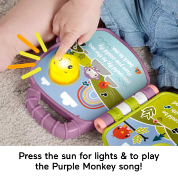 Fisher-Price Purple Monkey Musical Storybook Toy For Baby & Toddler With Lights & Sounds - Imagen 3 de 6